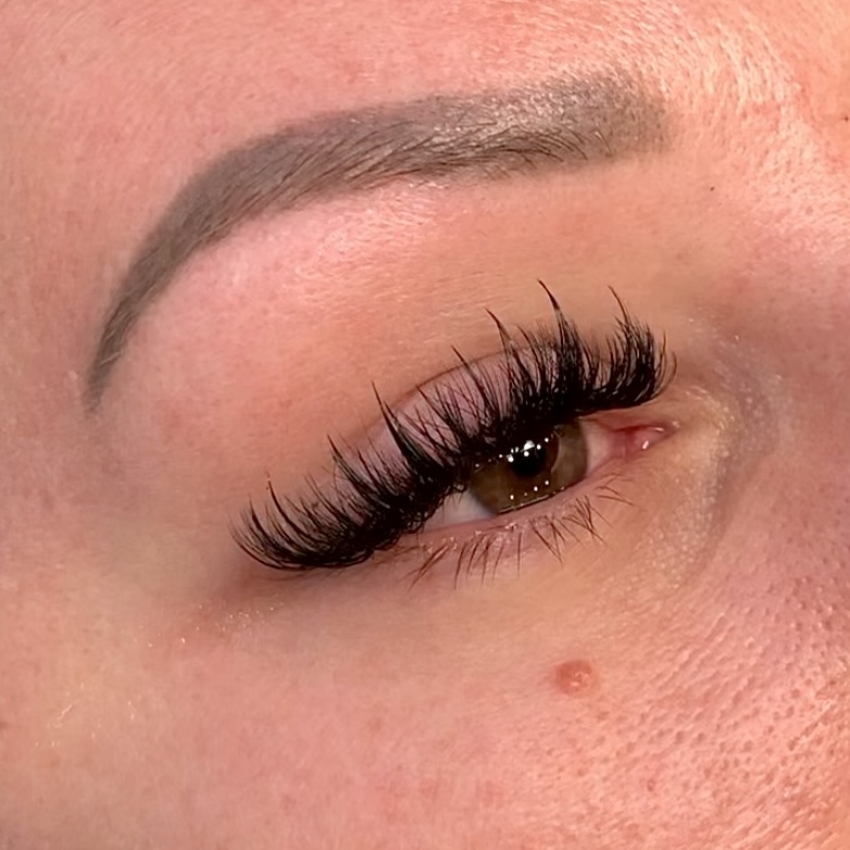 Beautiful hybrid lash extensions perfect for Galentine's Day celebrations with friends in Saskatoon